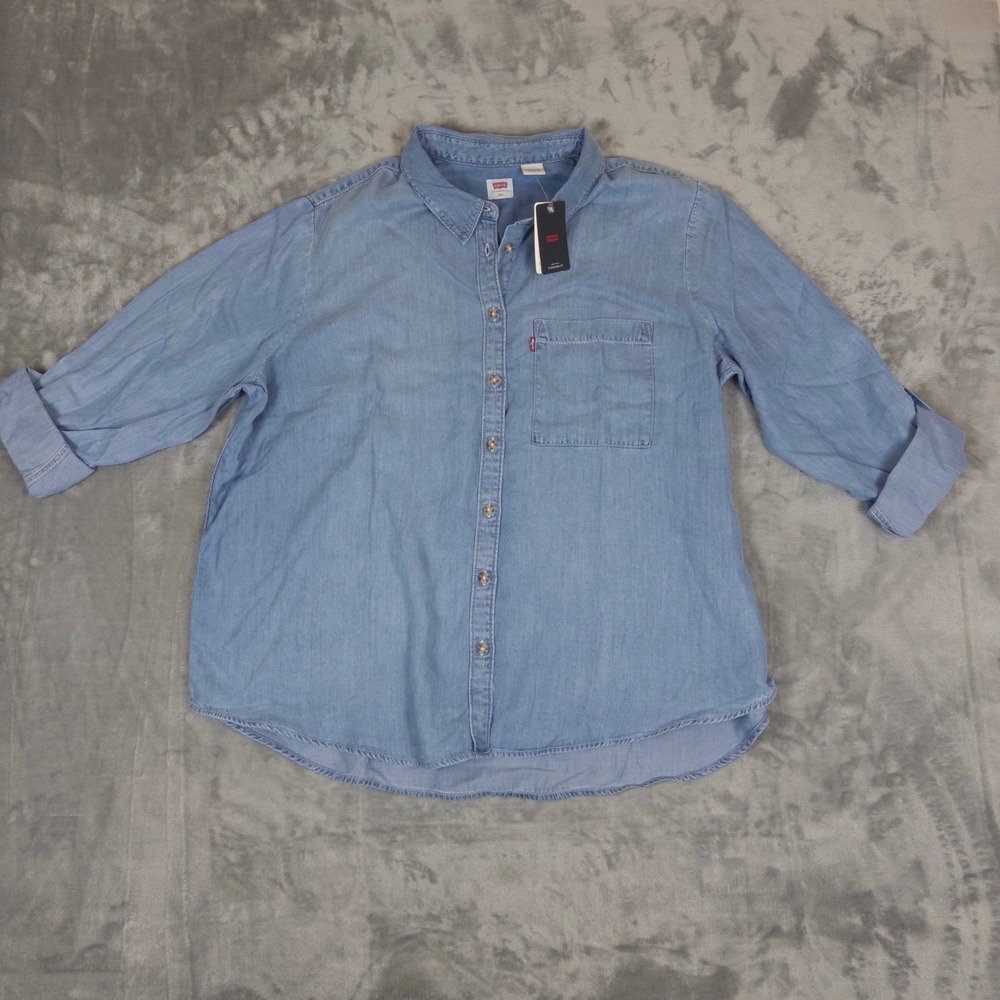 Levi's Button Down Shirt Womens XXL Blue Chambray Standard Fit A87450003 NWT